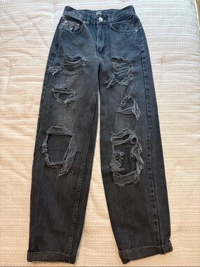 BDG High Rise Baggy Distressed Black Jeans